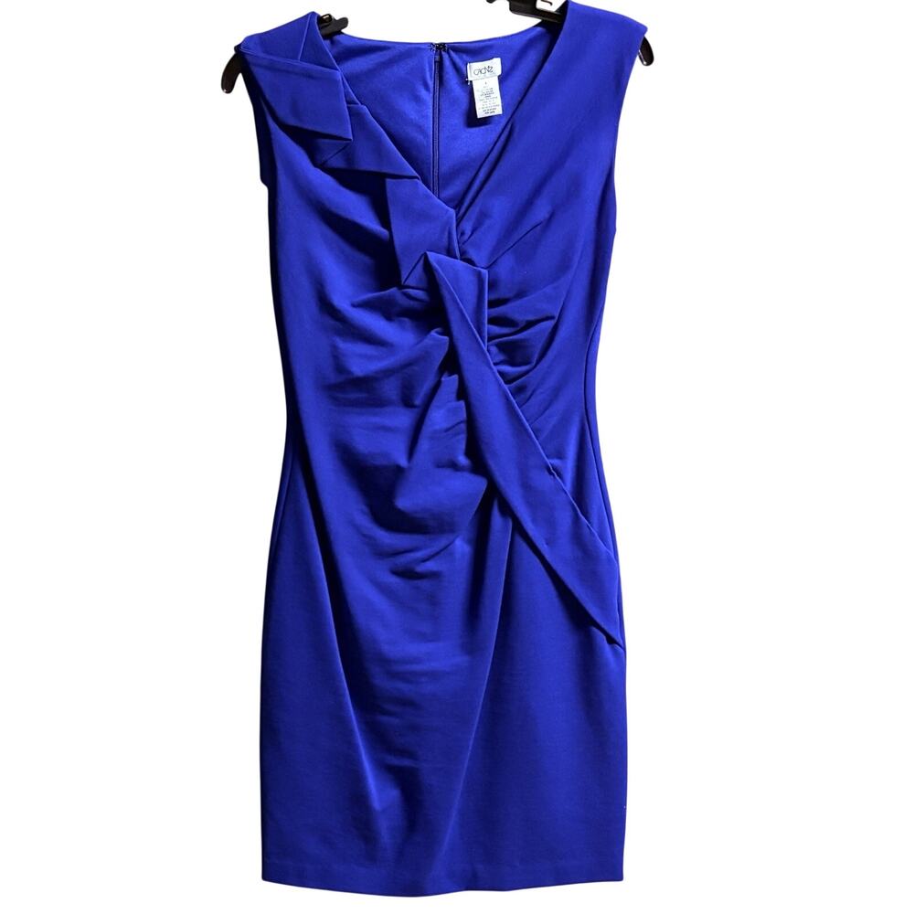 Cache Dress Size 8 Blue Sleeveless Zipper Hook & Eye Elegant Knee Length